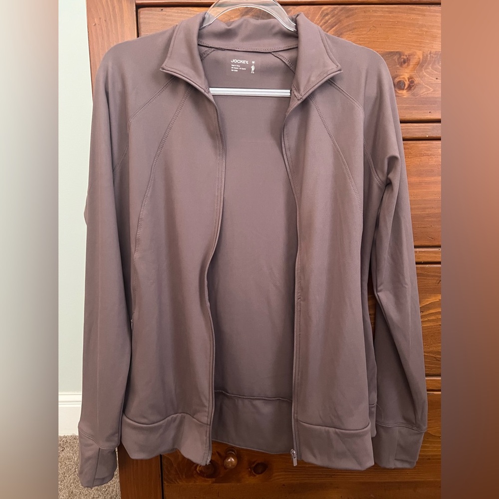 Jockey women’s medium purple jacket, thumb holes, scuba